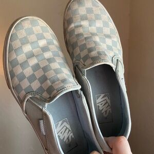 Vans Blue and White Checkered Slip-On Sneakers